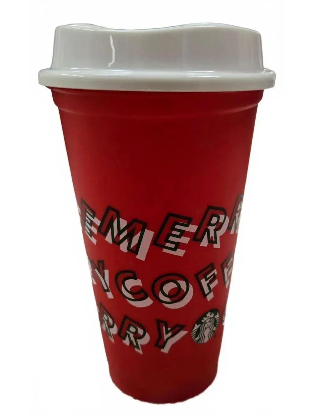 Starbucks Red Merry Coffee Travel Mug with White Lid - Reusable Holiday Cup